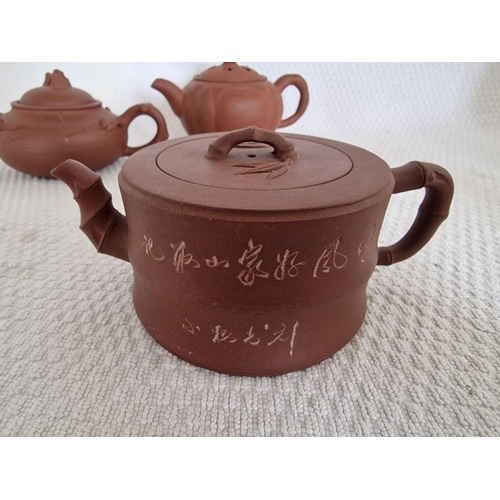 124 - 3 x Chinese Clay / Terracotta Tea Pot, (3)