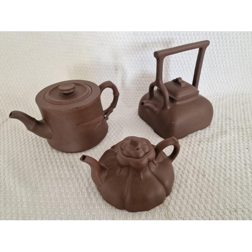 125 - 3 x Chinese Clay / Terracotta Tea Pot, (3)