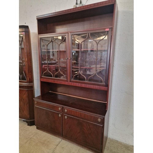 266 - Dark Wood Lounge Unit with Display Cabinet and Display Shelves over 2-Drawers and 2-Cupobards, by 'M... 