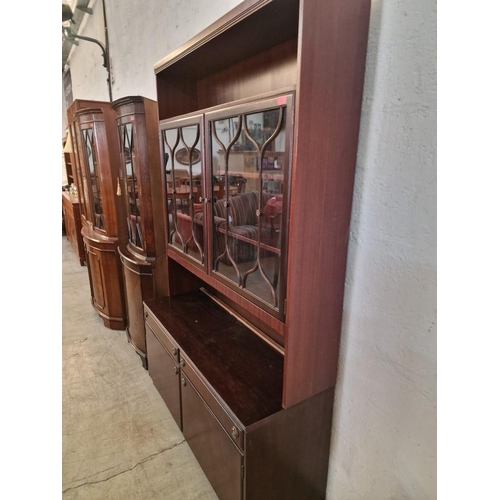 266 - Dark Wood Lounge Unit with Display Cabinet and Display Shelves over 2-Drawers and 2-Cupobards, by 'M... 