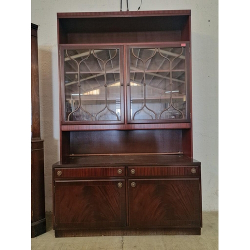 266 - Dark Wood Lounge Unit with Display Cabinet and Display Shelves over 2-Drawers and 2-Cupobards, by 'M... 