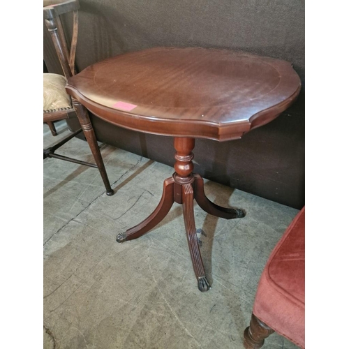 273 - Dark Wood Side Table with Turned Pedestal Base, 4-Legs with Brass Claw Feet, by 'Strongbow Furniture... 