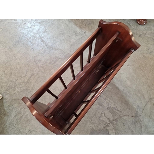 275 - Vintage / Mid-Century Wooden Magazine Rack with 2-Compartments and Metal Lion Handles with Rings, (A... 