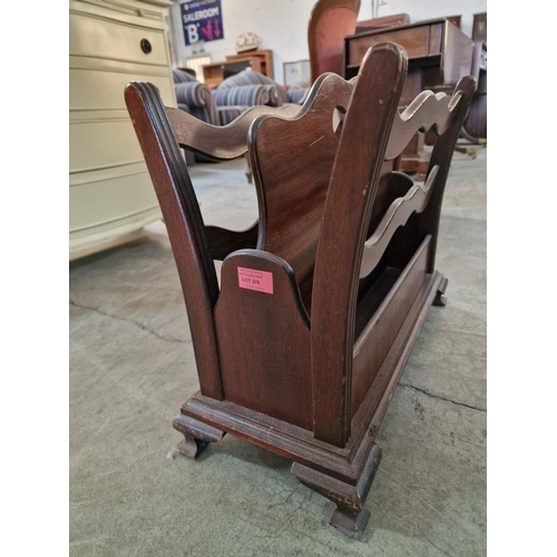 276 - Vintage Walnut Canterbury Magazine Rack, Two Ladder Sided Compartments, with Carrying Handle, (Appro... 