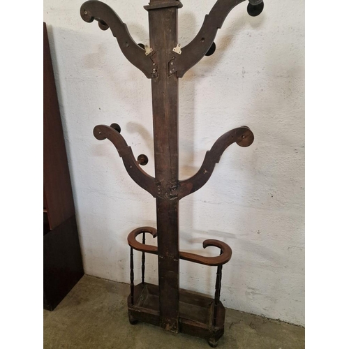 287 - Antique Victorian Mahogany 'Tree Shaped' Hall Stand with Four Arms Extending from Central Pillar, Ea... 