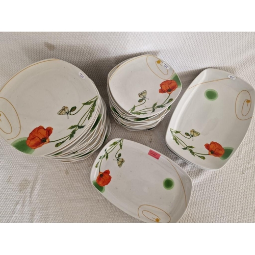 466 - Large Qty of Matching Tableware; Dinner Plates, Side Plates and Serving Platters, White Colour with ... 