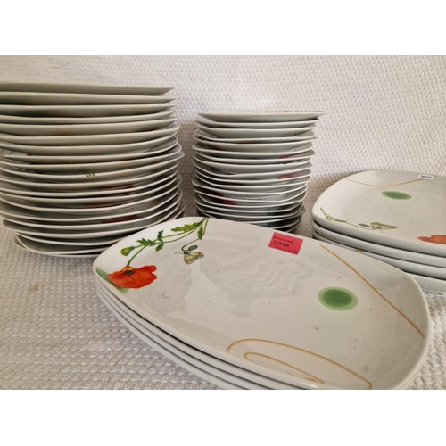 466 - Large Qty of Matching Tableware; Dinner Plates, Side Plates and Serving Platters, White Colour with ... 