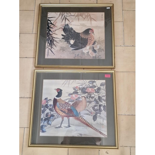 294 - 2 x Framed Chinese Prints of Pheasant and Chicken, (Approx. 59 x 53cm each), (2)