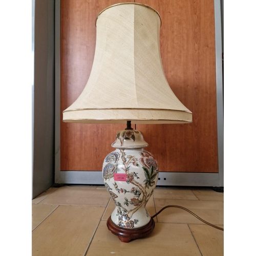 299 - Decorative Lamp with Chinese Vase Base and Cream Shade