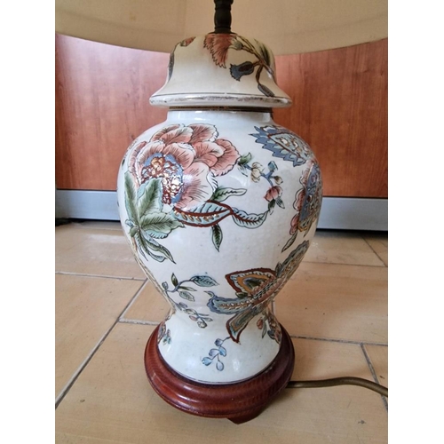 299 - Decorative Lamp with Chinese Vase Base and Cream Shade