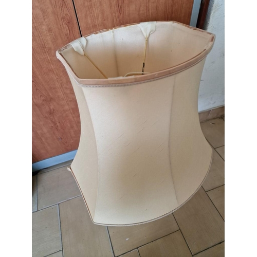 300 - Heavy Table / Side Lamp with Embossed Children Playing, Cream Colour, with Large Cream Shade