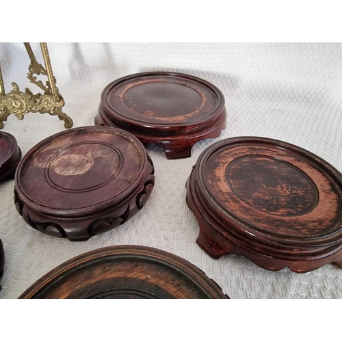 302 - Large Qty of Carved Wood Oriental Bases / Plinths, Together with Plate Stands and Decorative Brass P... 