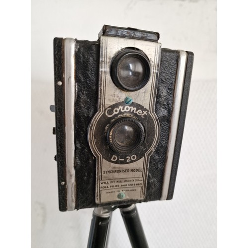 36 - Vintage Coronet D-20 Box Camera on Tripod