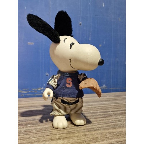 21 - Vintage Peanuts 'Snoopy' Baseball Figure, Sitting / Standing, Circa 1966, (Approx. H: 20cm, plus ear... 