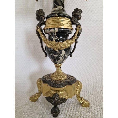 102 - Italian Brevattato Brass and Marble Candelabra (Centre and 6 Arms), (Approx. H: 55cm, Plus Candles)