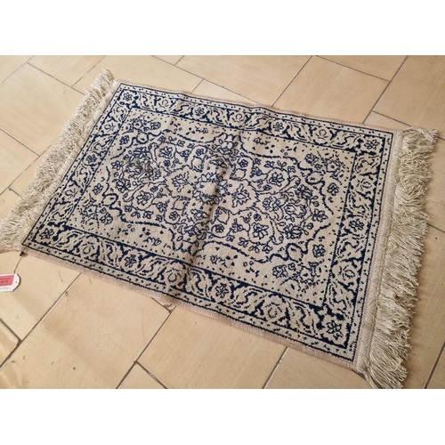 12 - Small Carpet / Prayer Rug, Believed to be Persian & Hand Woven, Cream Colour with Decorative Black P... 