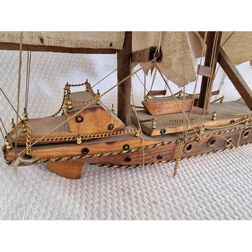 20 - Large Wooden Model of Ship with 5-Masts, (Approx. L: 97cm)