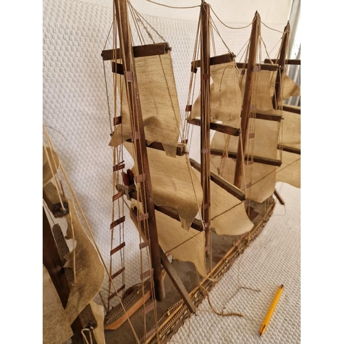 20 - Large Wooden Model of Ship with 5-Masts, (Approx. L: 97cm)