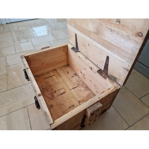 26 - Solid Wood Ammunition Box with Hinged Lid and Metal Carrying Handles, (Approx. 52 x 36 x 29cm)