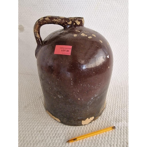 30 - Antique Stoneware Whisky Jug, (Approx. H: 29cm)