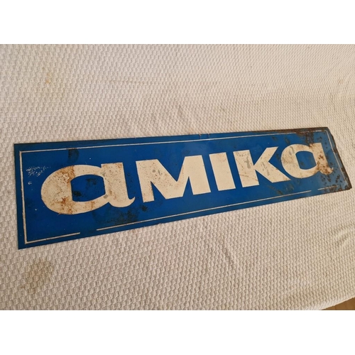 52 - Vintage 'Amika' Metal Advertising Sign, (Approx. 71 x 17cm),