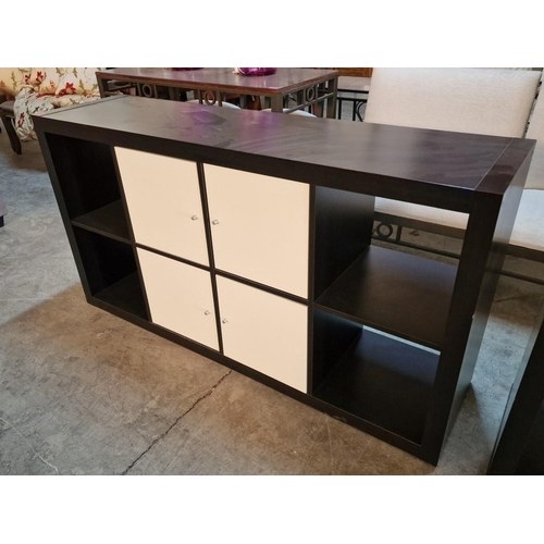 116 - Modern Ikea '4x2' Storage / Display Unit, Wenge Colour with 2 x Cream Colour Cupboard Doors, (Approx... 