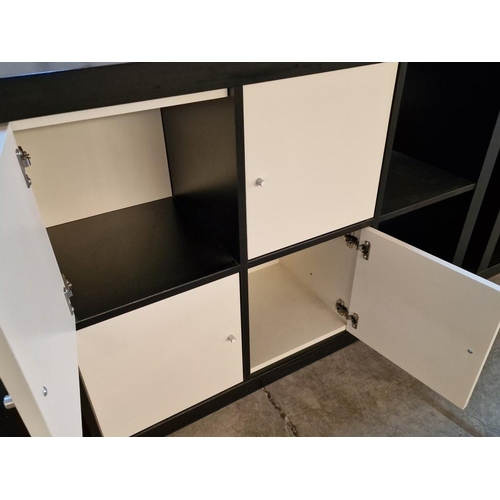 116 - Modern Ikea '4x2' Storage / Display Unit, Wenge Colour with 2 x Cream Colour Cupboard Doors, (Approx... 