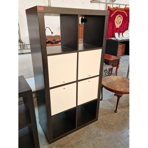 117 - Modern Ikea '4x2' Storage / Display Unit, Wenge Colour with 2 x Cream Colour Cupboard Doors, (Approx... 