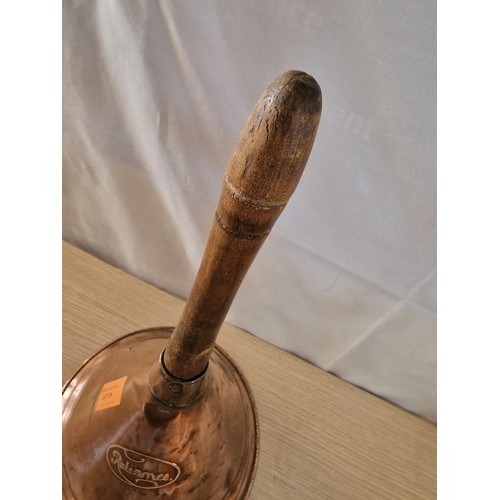 114 - Antique 'Reliance' Copper Podger with Wooden Handle, (Approx. H: 40cm)