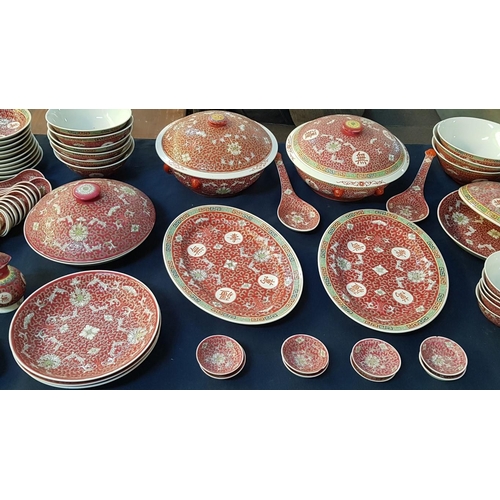 140 - Large Quantity of 'Famille Rose, Mun Shou Jigdezhen' Tableware / China Dinner Service, Approx. 130 P... 