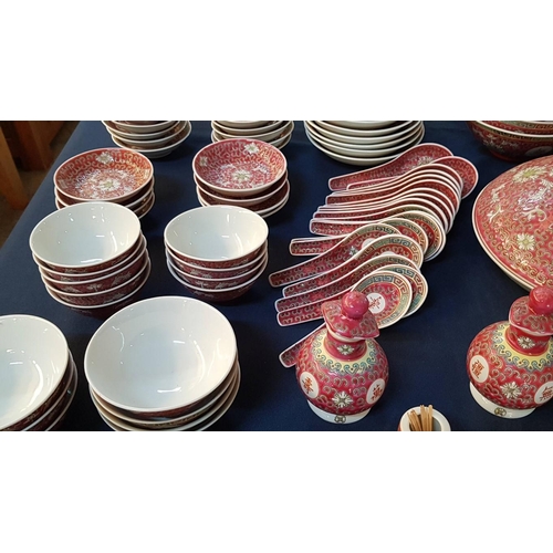 140 - Large Quantity of 'Famille Rose, Mun Shou Jigdezhen' Tableware / China Dinner Service, Approx. 130 P... 