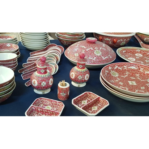 140 - Large Quantity of 'Famille Rose, Mun Shou Jigdezhen' Tableware / China Dinner Service, Approx. 130 P... 