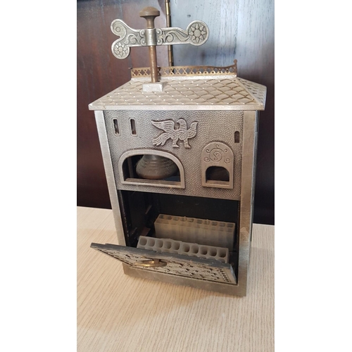 173 - Vintage Russian Soviet Union Metal Cigarette Dispenser, in the Shape of a House / Church, with Weath... 