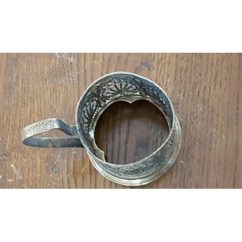 174 - 'Podstakannik', Traditional Vintage Soviet Russian (USSR) Filigree Glass Tea / Coffee Cup Holder, (a... 