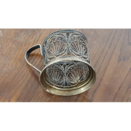 174 - 'Podstakannik', Traditional Vintage Soviet Russian (USSR) Filigree Glass Tea / Coffee Cup Holder, (a... 