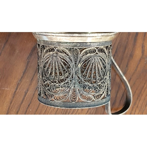 174 - 'Podstakannik', Traditional Vintage Soviet Russian (USSR) Filigree Glass Tea / Coffee Cup Holder, (a... 