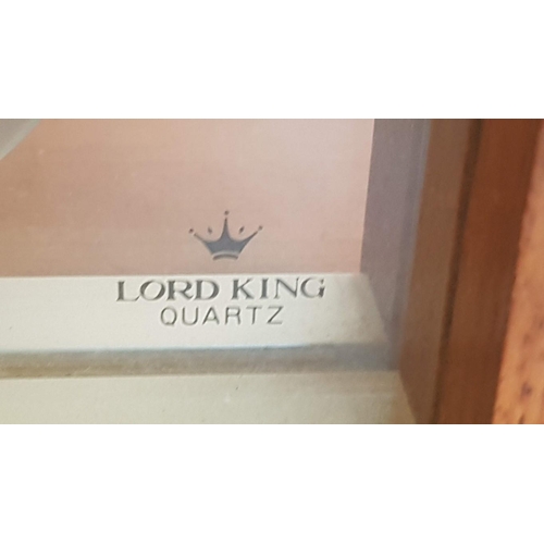 187 - 'Lord King' World Time Desk Clock (Quartz), Mid Century, Made in Japan, Working When Lotted, Wood / ... 