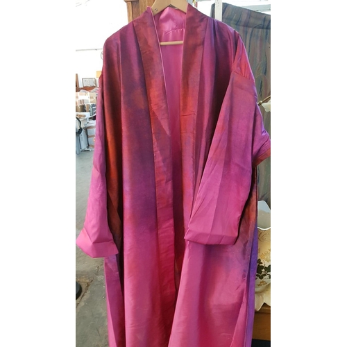 188 - Kimono Style Satin Coat / Jacket / Dressing Gown, Purple, (Approx. Size: L/XL)