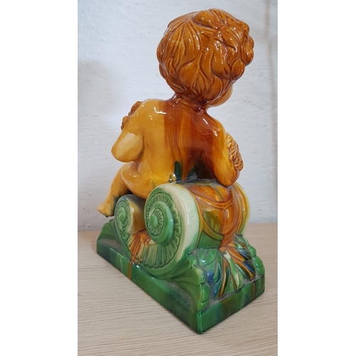 195 - Large Retro Ceramic Figurine of Boy in Ancient Style, (Approx. 26 x 35cm)