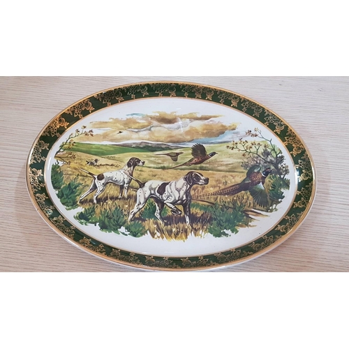 204 - Collection of 4 x Porcelain Plates with Hunting Theme; 3 x Oval (Approx. 31 x 25cm) and 1 x Round (A... 