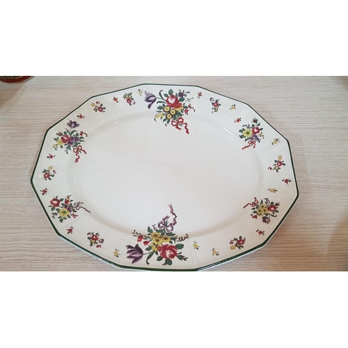 205 - Large Antique Royal Doulton Oval Dish / Plate 'Old Leeds Sprays' Floral Pattern, Stamped 'D.3548, Rg... 