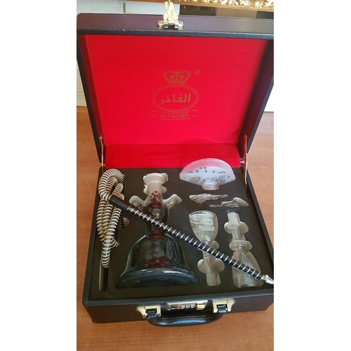 209 - 'Al Fakher' Travel Size Shisha / Glass Hooka with Carry Case, Black Colour