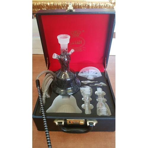 209 - 'Al Fakher' Travel Size Shisha / Glass Hooka with Carry Case, Black Colour