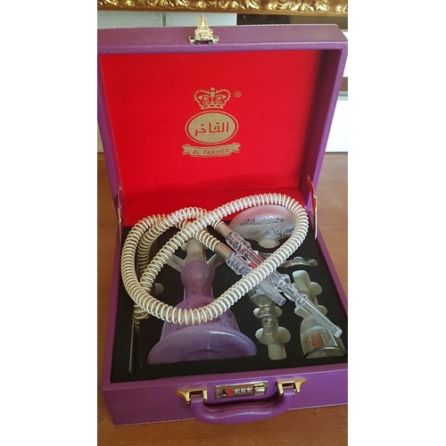 210 - 'Al Fakher' Travel Size Shisha / Glass Hooka with Purple Carry Case