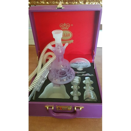 210 - 'Al Fakher' Travel Size Shisha / Glass Hooka with Purple Carry Case