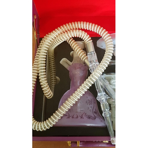 210 - 'Al Fakher' Travel Size Shisha / Glass Hooka with Purple Carry Case