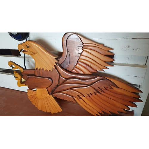 211 - Carved Wood Eagle Wall Decoration, (Approx. 70 x 45cm Overall)