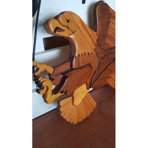 211 - Carved Wood Eagle Wall Decoration, (Approx. 70 x 45cm Overall)