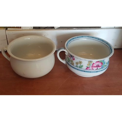 214 - 2 x Vintage Porcelain Chamber Pots / Planters; Floral Pattern 'Losol Ware Keeling & Co June Pattern'... 