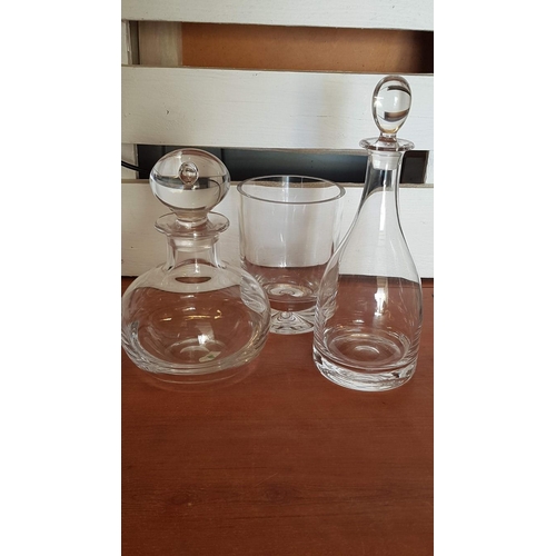 220 - Dartington Crystal Contemporary Glassware; 2 x Decanters and Ice Bucket, (3)